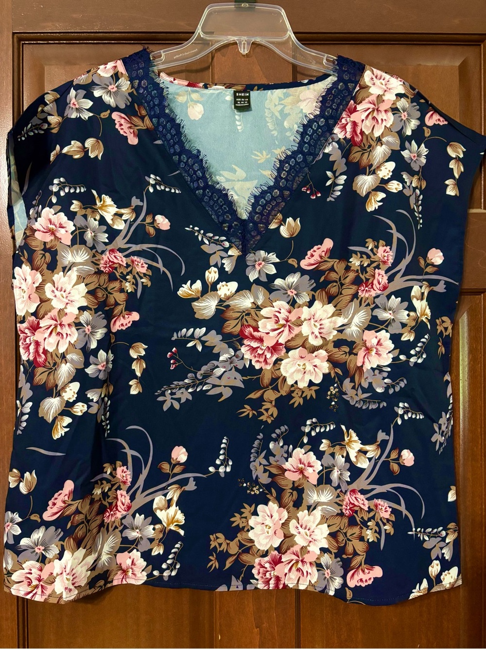 SHEIN navy blue floral sleeveless top size XL